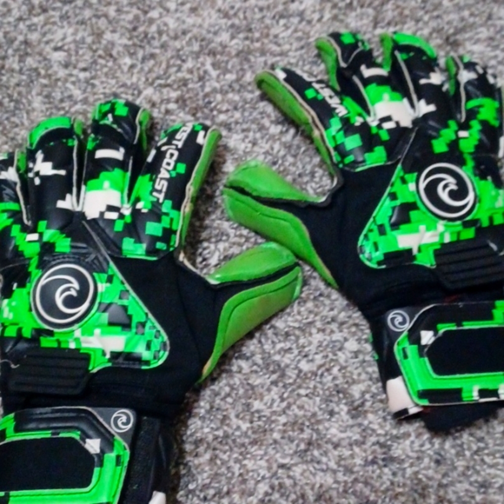Lime green goalie gloves